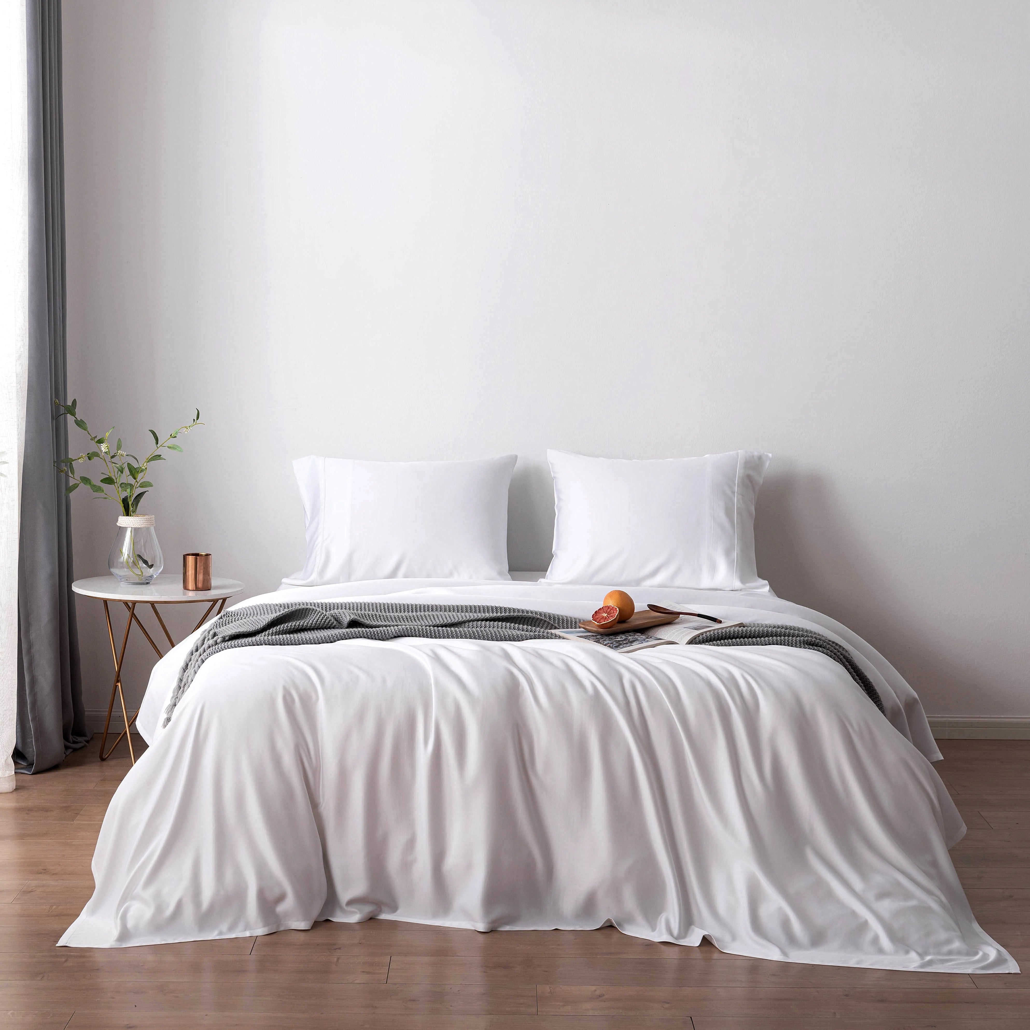 Premium Bamboo Lyocell Flat Duvet Cover Set